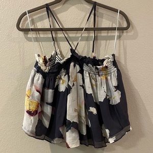 NWOT Intermix Silk Floral Babydoll Crop Tank